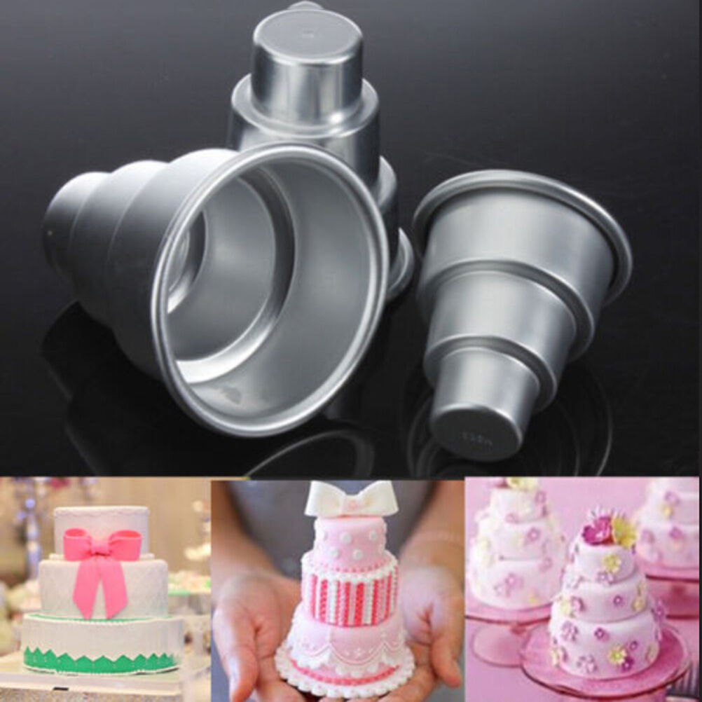 DIY Design Mini 3-Tier Cupcake Chocolate Pudding Cake Mold Baking Pan Mould、_DD