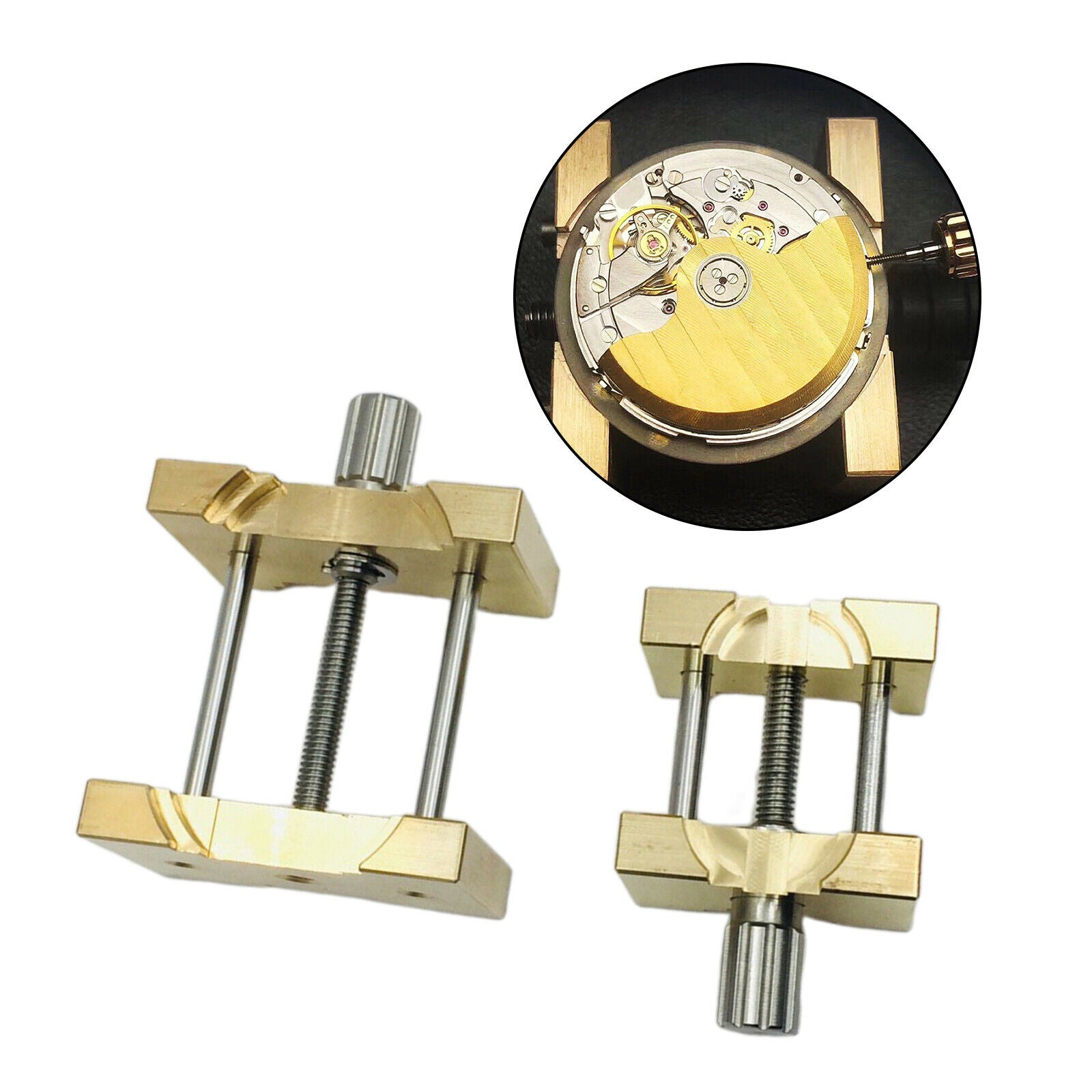 Set of 2 Copper Watch Movement Holder Fixed Base Opening Holder Repair