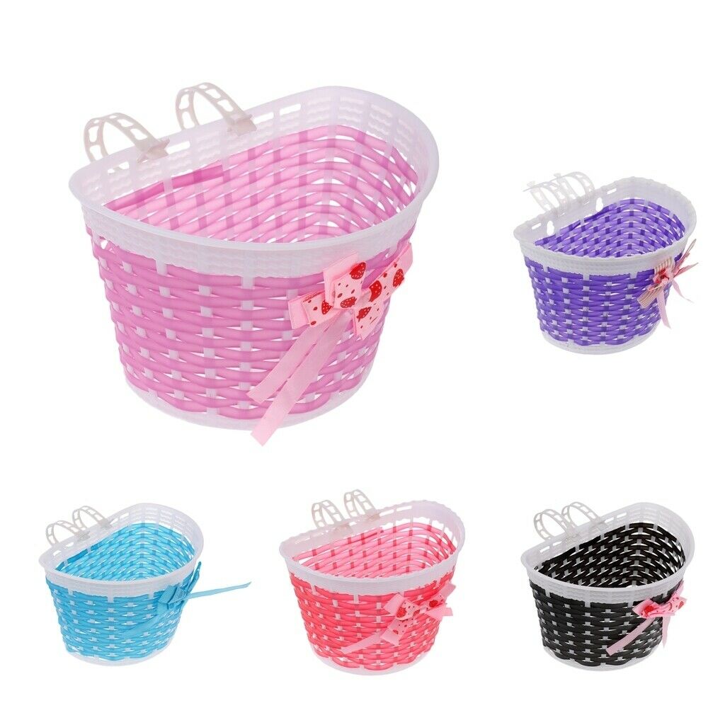 2x Childs Kids Girls Bicycle Bowknot Front Basket with Flowers 6 x 5.5 inch
