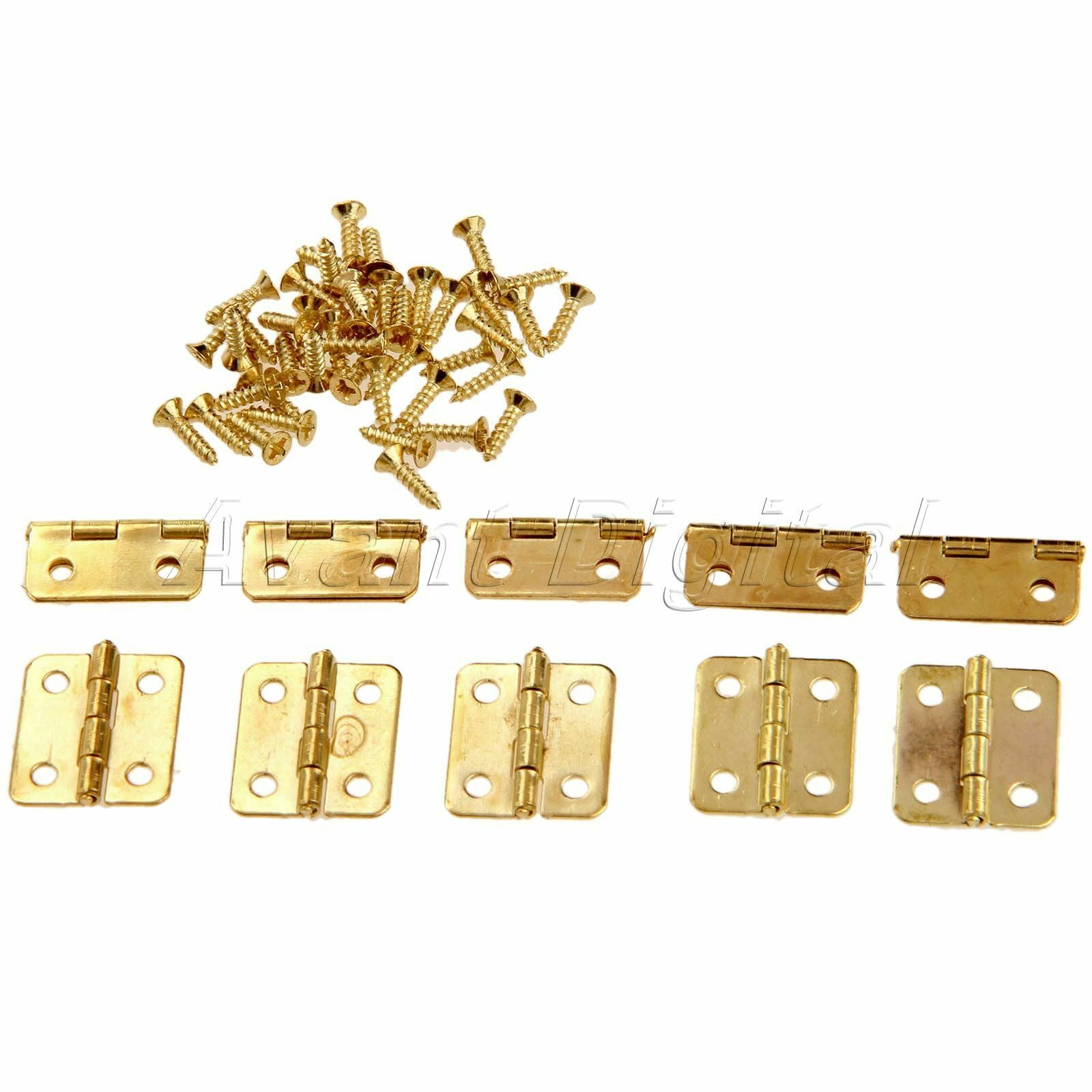 50X Mini Golden Hinge Jewellery Box Cabinet Drawer Door Hardware Hinge w/ Screws