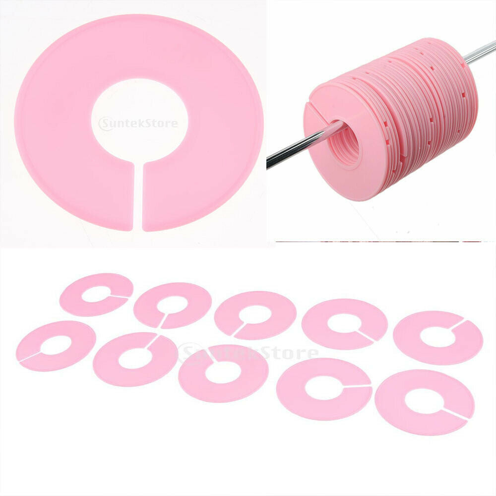 2X 10Pack Clothing Rack Size Dividers Round Hangers Dividers White for Pink