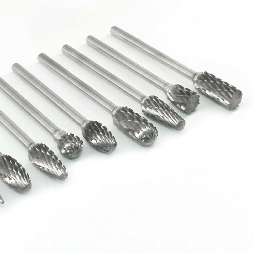 10 Packs 3x6mm Carbide Rotary Die Grinder Burr Drilling Carving Tool Set