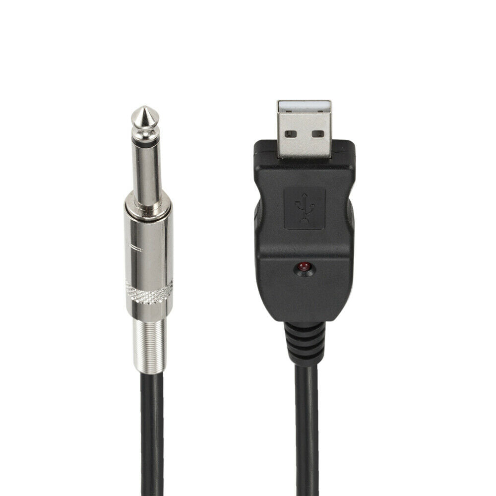 3 Meters Electric Guitar Bass Cable 6.35mm to USB Interface Link PC Audio Cable