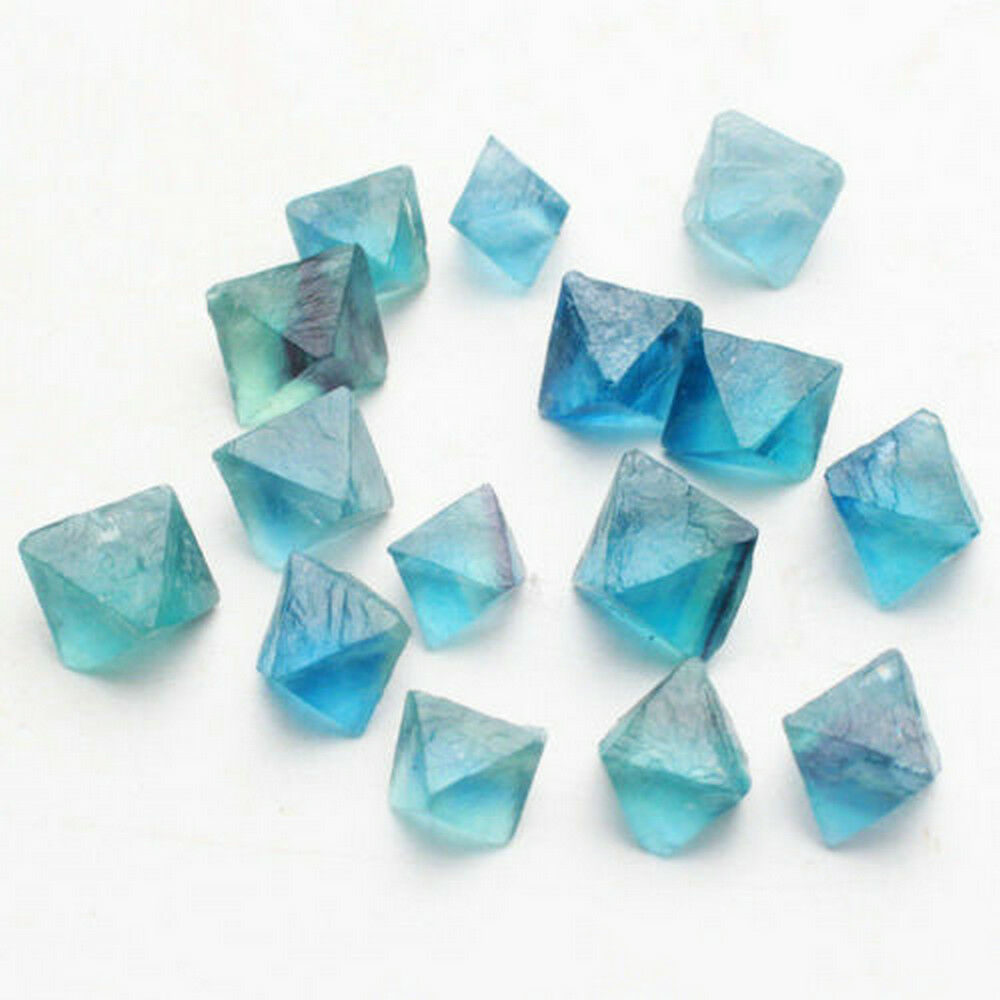Natural Stones Blue Fluorite Crystal Rock Specimen Octahedron Quartz Decor