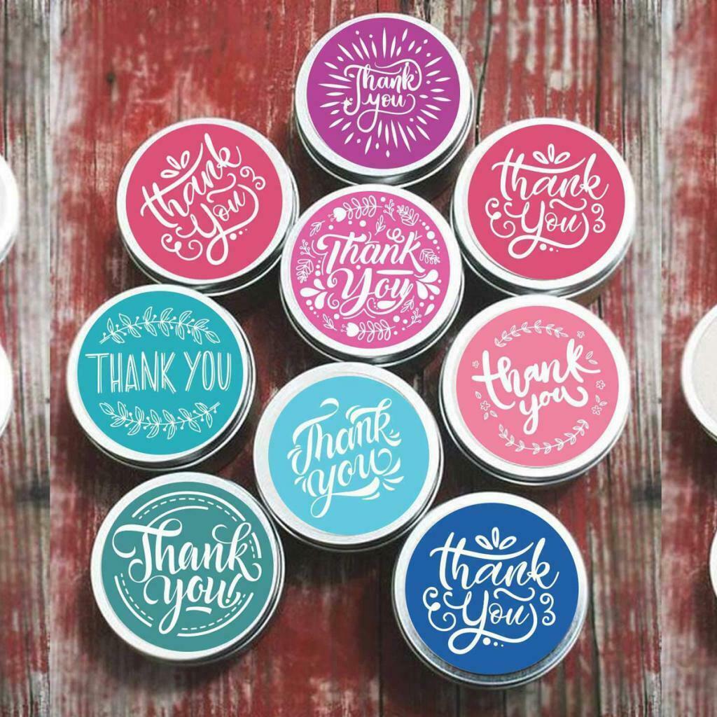500x Roll Thank You Packaging Stickers Round Floral Paper Labels DIY Blue