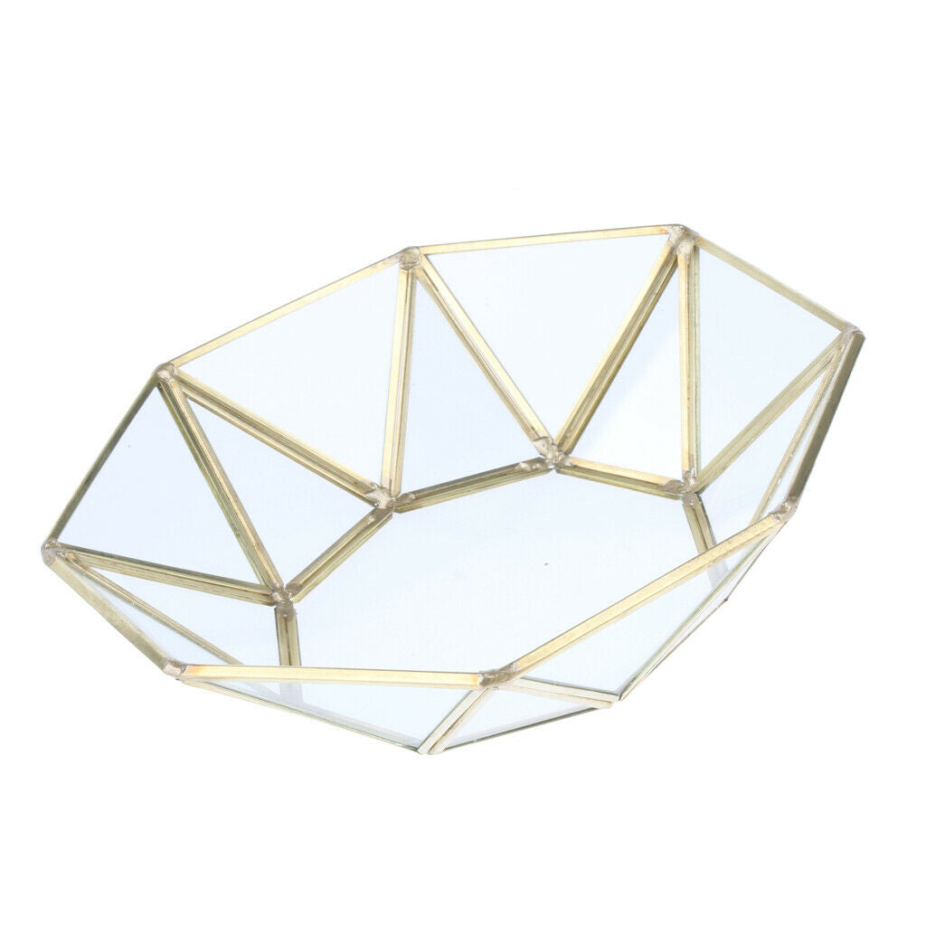 Metal Glass Jewelry Display Tray Cosmetic Organizer Snack Dessert Fruit Tray