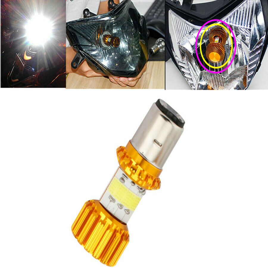 8 Sides BA20D LED Motorcycle Scooter Headlight Blub DC 12V 80W H6 High/Low Beam