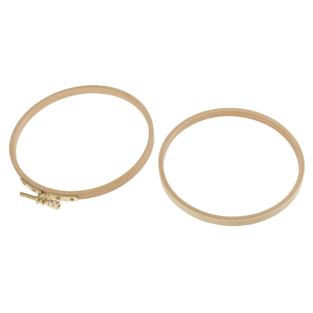 Round DIY Wooden Embroidery Hoop Kit Tapestry Circle Stitch Hoop Ring with Screw