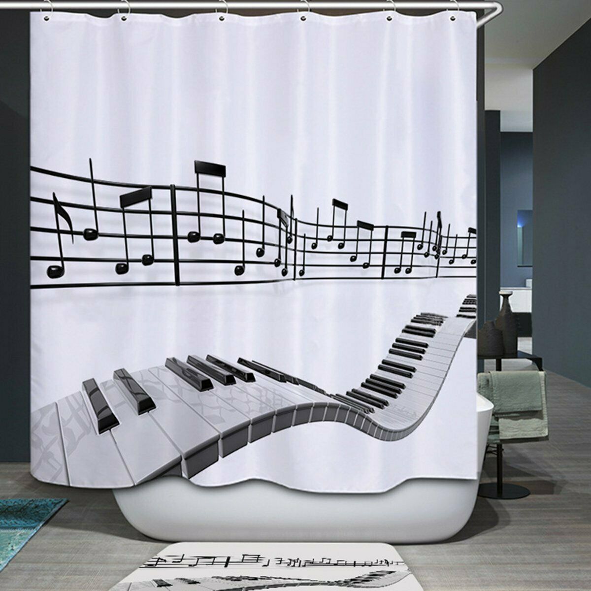 79x59'' Polyester Fiber Shower Curtain Waterproof Bathroom Home Decoratio