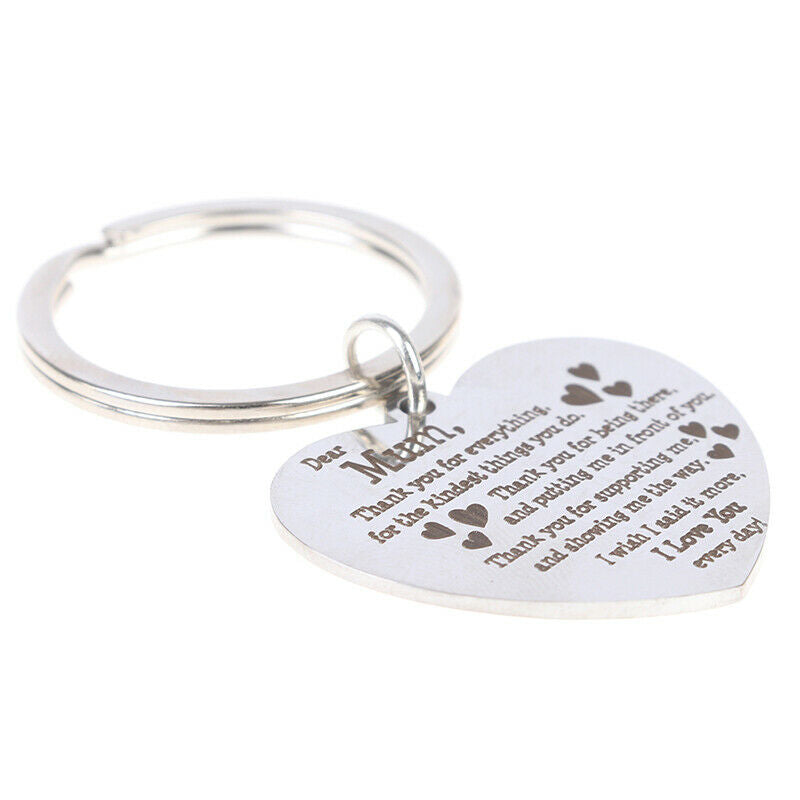 Heart Shaped Engraved Letter keychain love Pendant To best mum Mother's D.l8