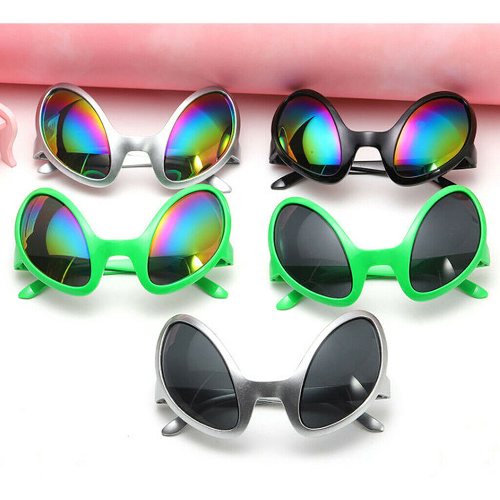2X Novelty Alien Party Glasses Fancy Dress Costume Green Frame Gray Lens