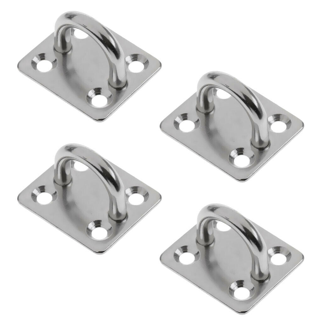 4pcs Marine 304 Stainless Steel Square Pad Eye Plate Shade Sail Sailboat 5mm