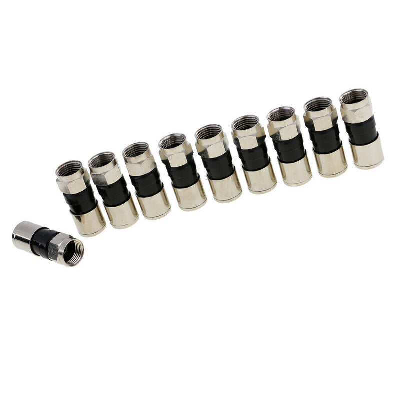 10pcs   Compression Connector Adapter Plug For RG6 Satellite TV Cable