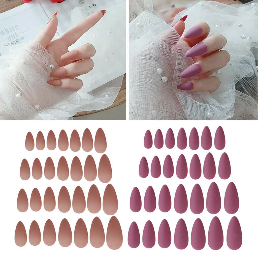48Pcs Matte Ballerina Pure Color Matte Full Cover False Nails Art Tips Sets