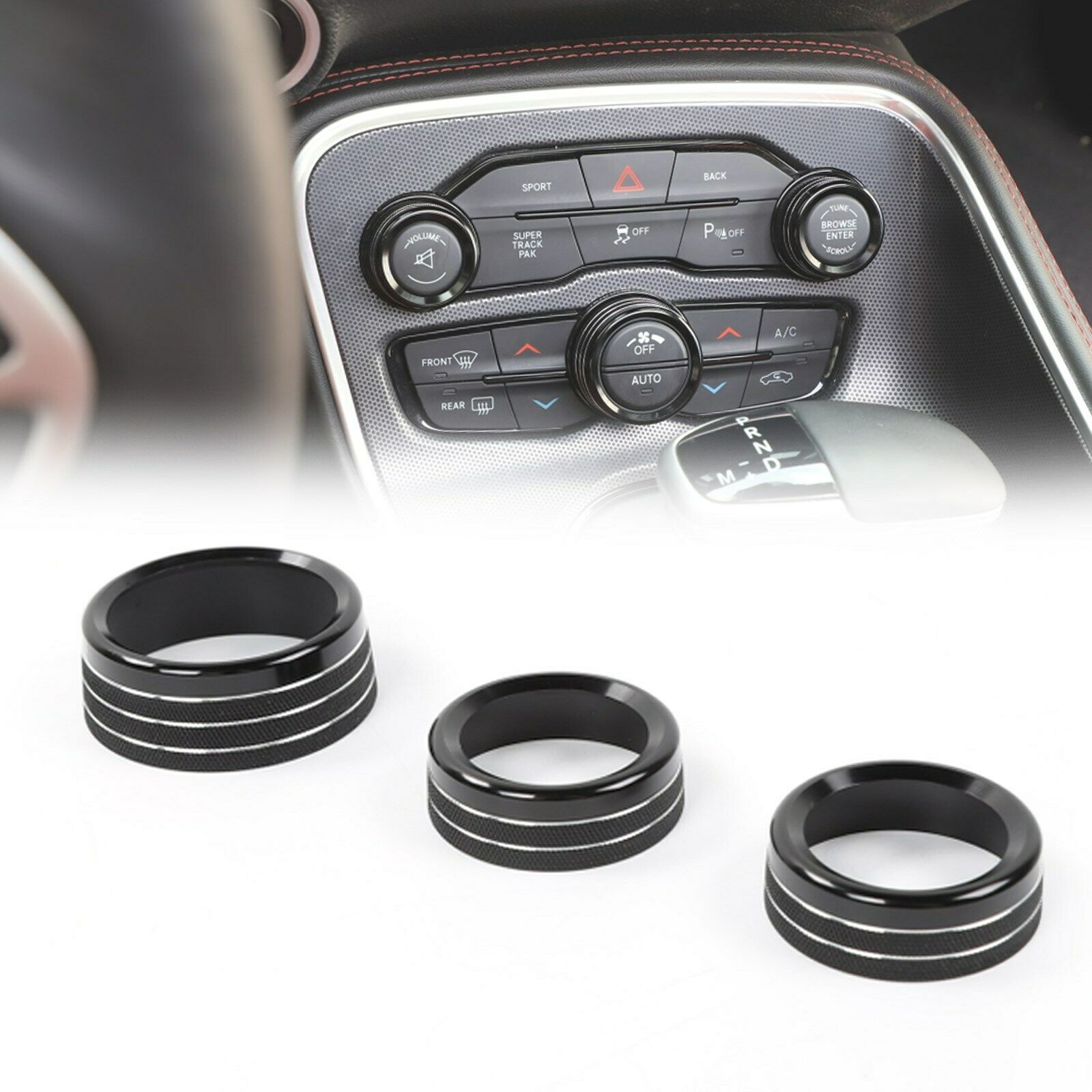 3PCS Air  Audio Switch Knob Trim Ring For RAM 12-17 Charger 15+ BLK CN
