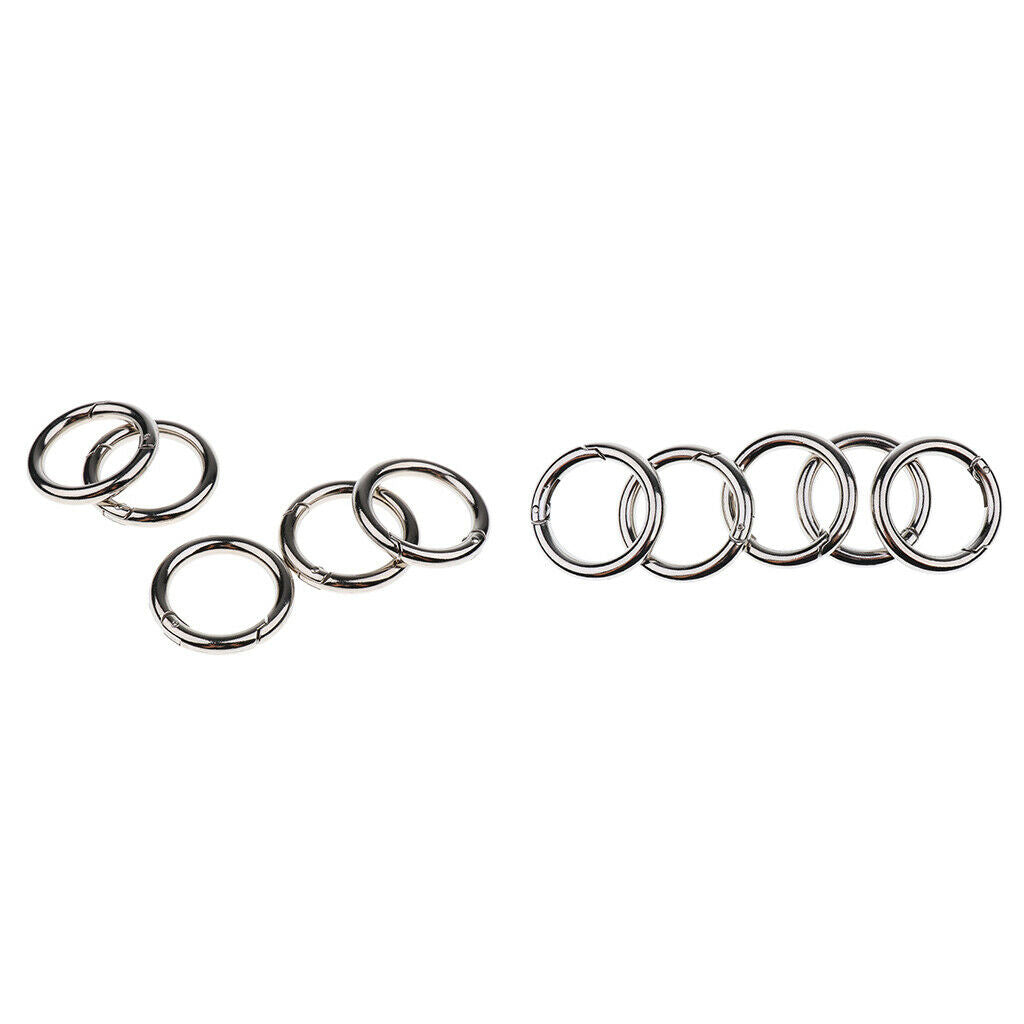 Zinc Alloy Round Carabiner Spring Snap Clips Hook Keychain Keyring Buckle, 10