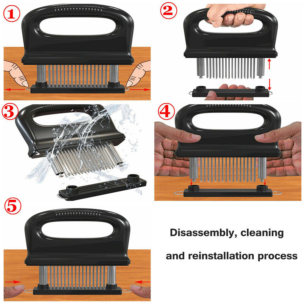 Meat Tenderizer Steak Pork Prongs Cooking Tool - Stainless Steel 48 Needle Blade
