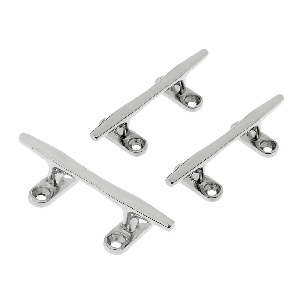 3x High Polished 10cm Boat Deck Dock Rope Line Cleat Cast Solid Heavy Duty
