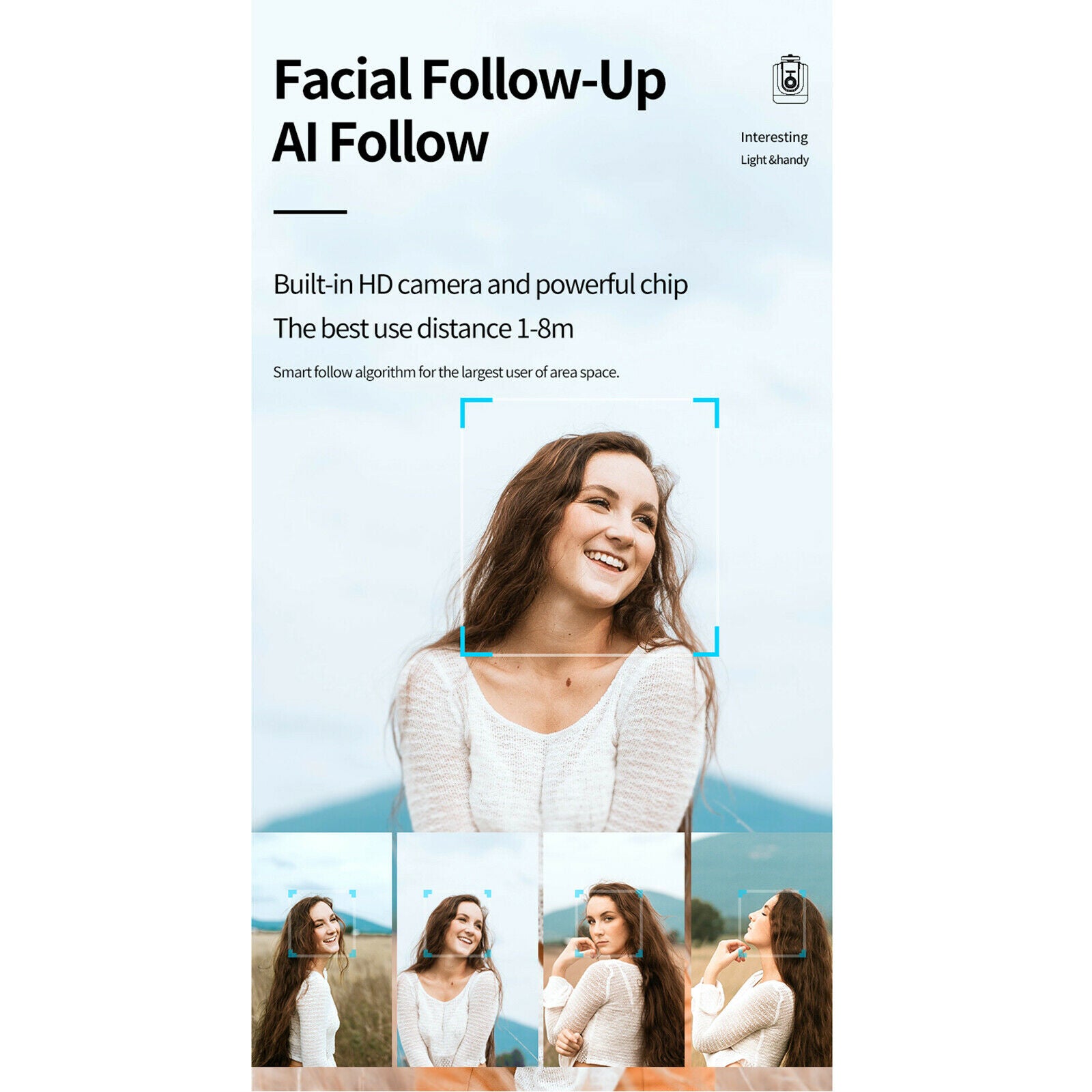 Smart Face Tracking Gimbal Camera Holder 360 Degree Follow Smartphone Vlog