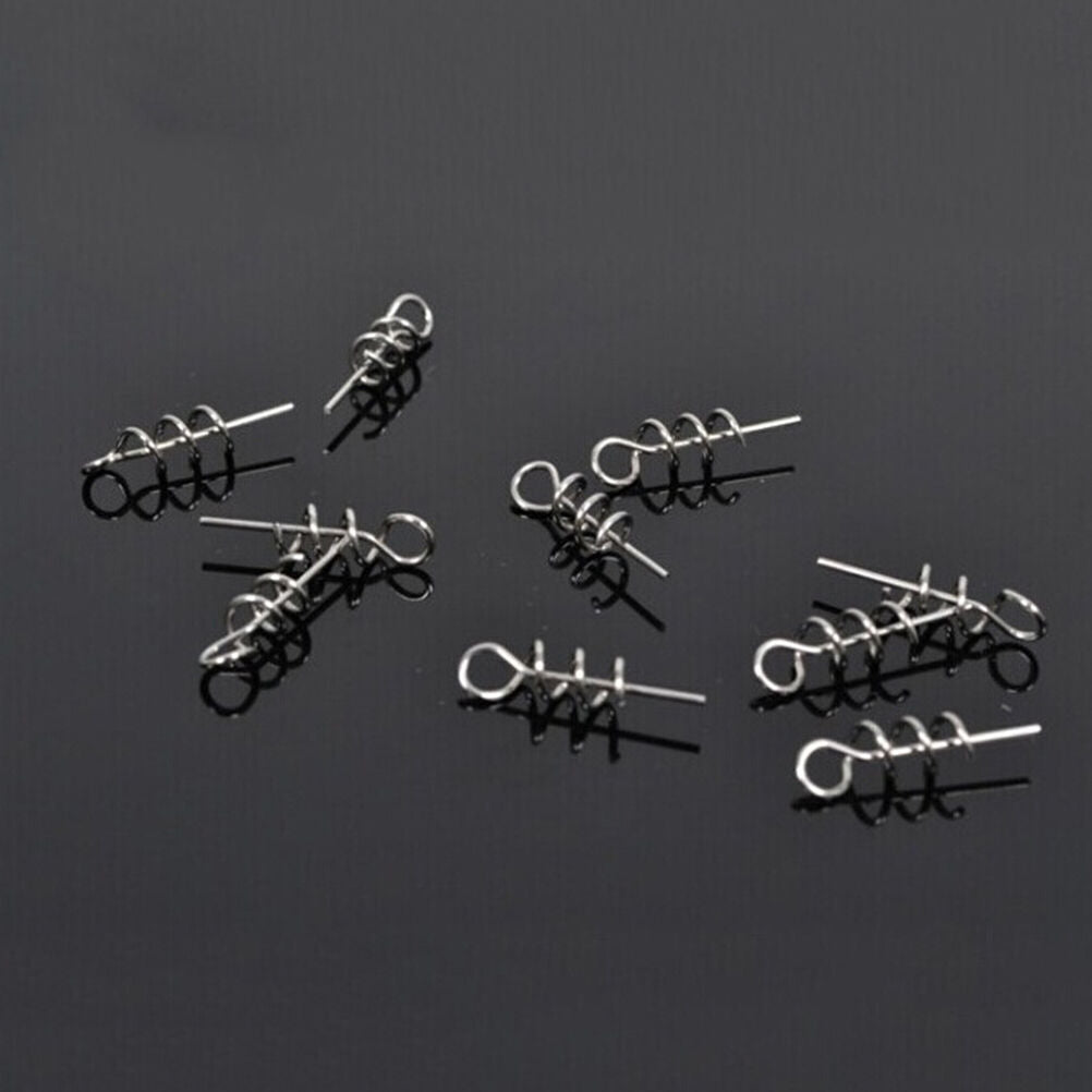 100pcs Soft Lure Baits Hook Pin Spring Fixed Lock Fishing Screw Needle Worm DD