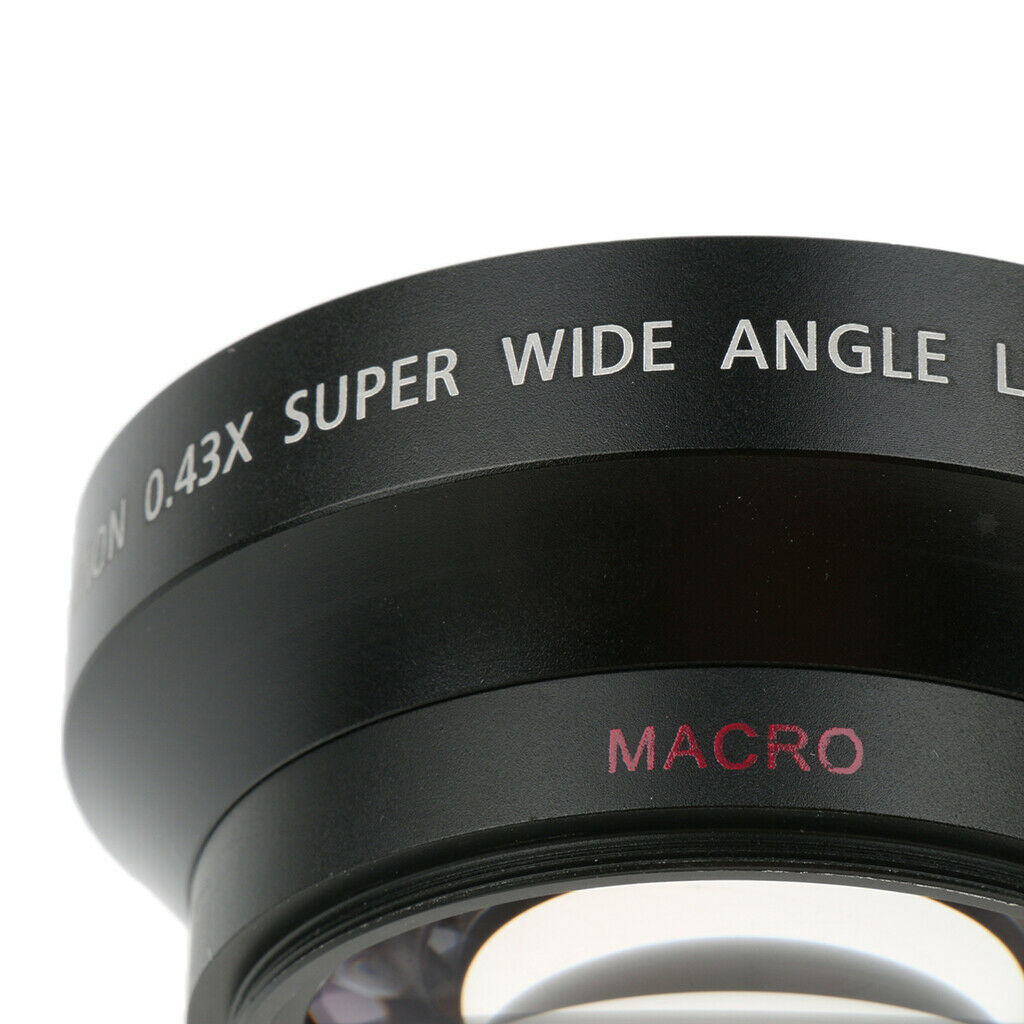 62mm 0.43x Wide Angle Macro Lens for Canon Nikon Sony Digital Camera - Bla