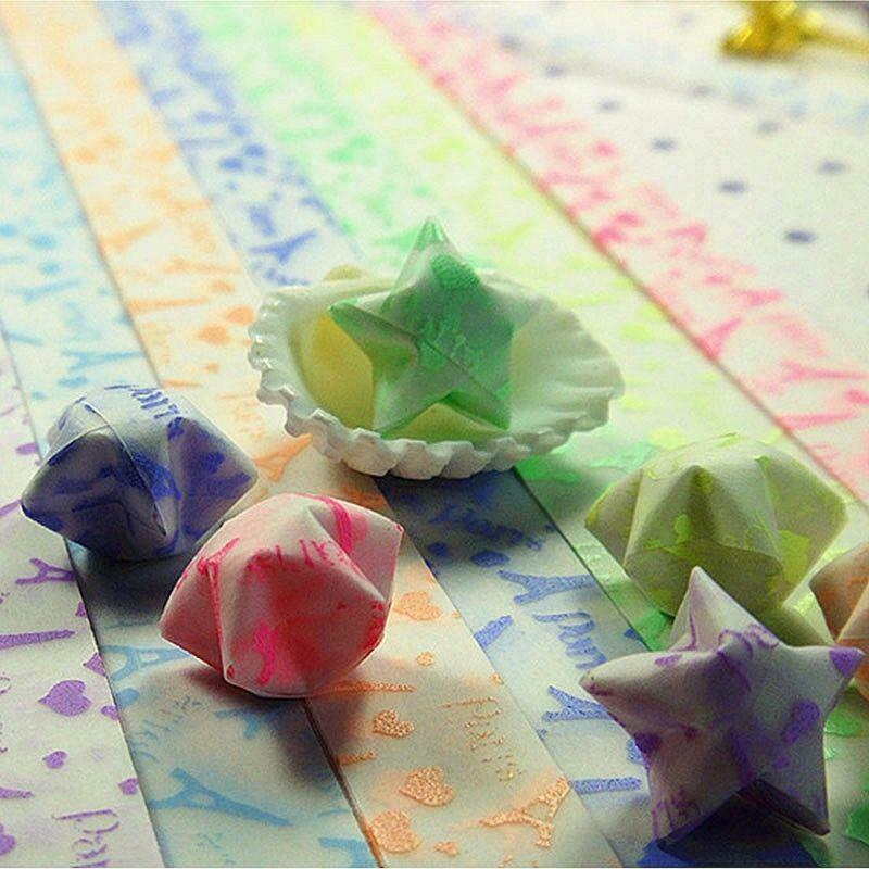 30pcs Luminous Lucky Star Folding Origami Paper Lucky Star Origami Paper Ribbon