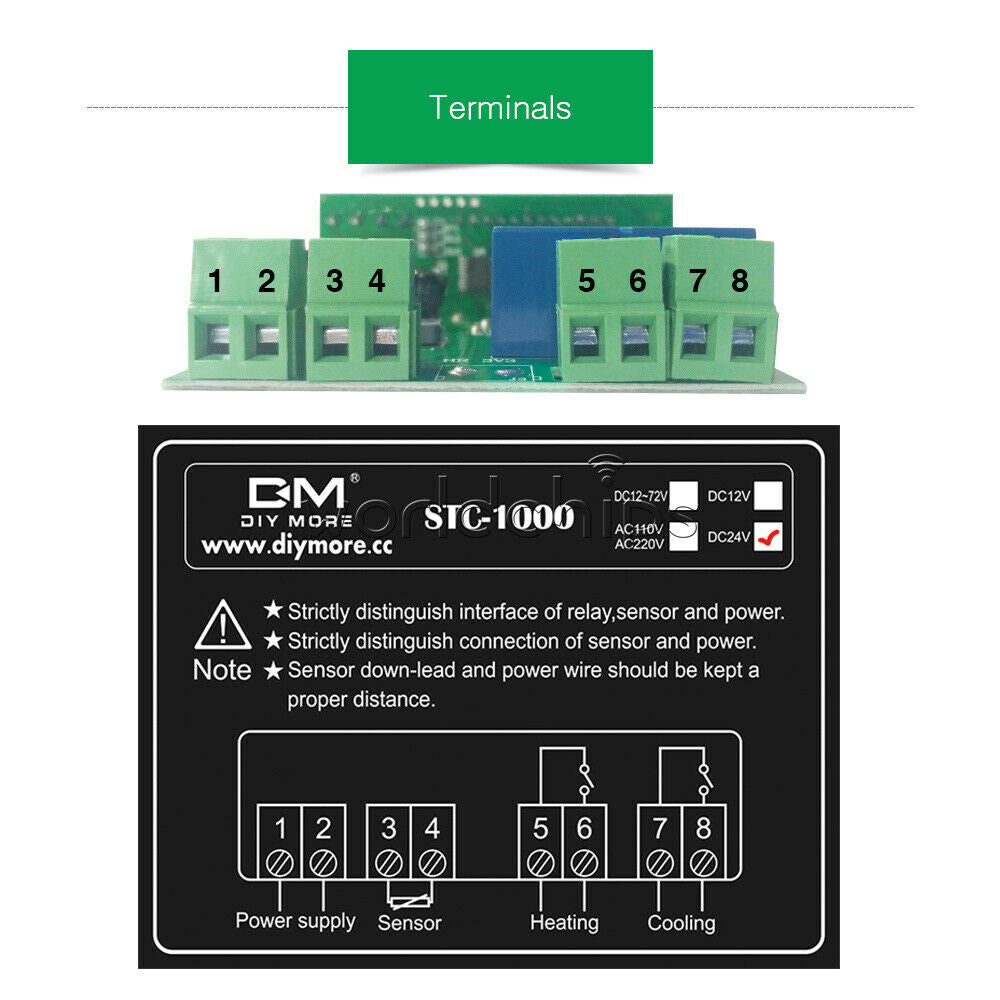 DC 24V Digital STC-1000 Thermostat Temperature Control Controller NTC Sensor