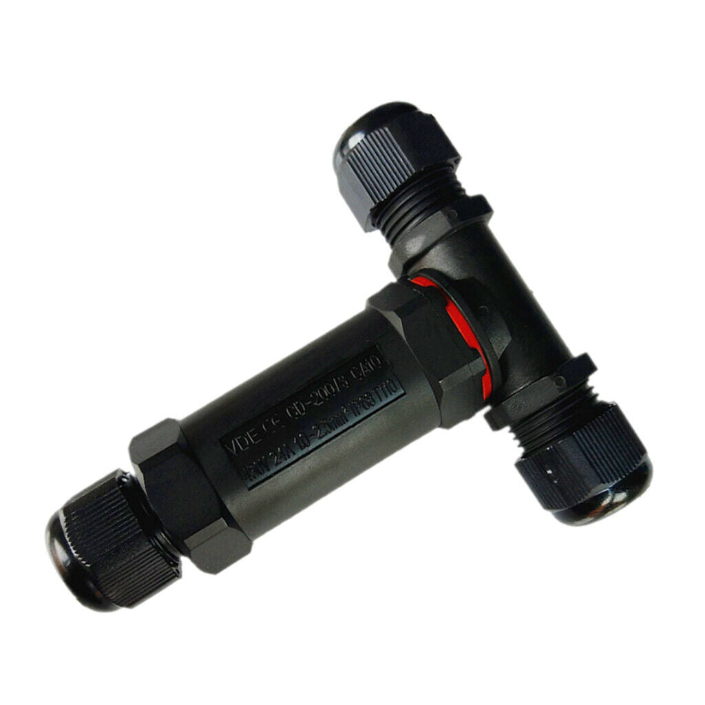 3-Way 3 Pin T Shape IP68 Waterproof Connector Screw Joiner 20A
