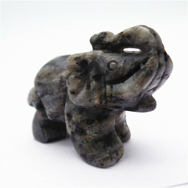 49x33x22mm Natural Labradorite Carved Elephant Decoration Statue Decor HH7958