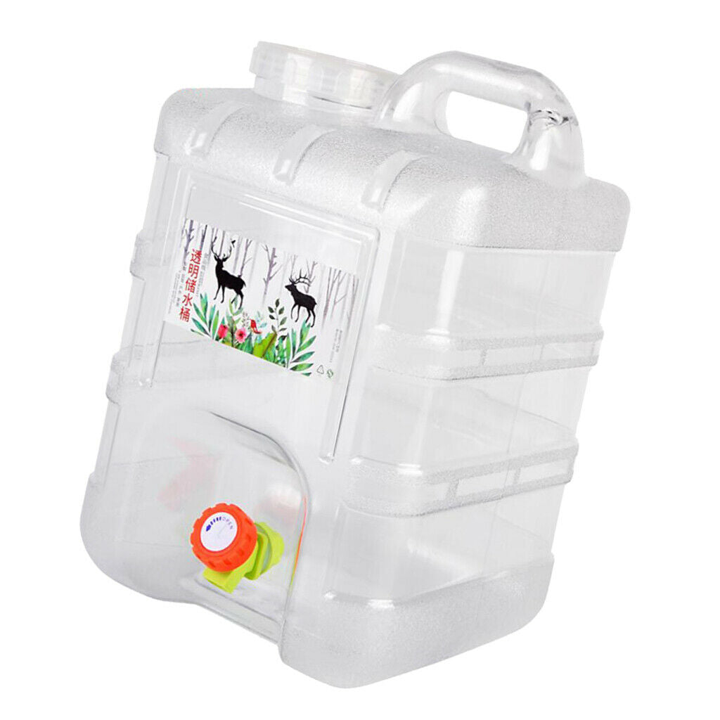 15L Outdoor Camping Car Water Carrier Container w/ Water-tap & 10cm Opening
