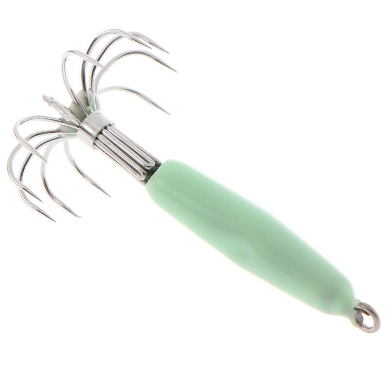 Luminous Fishing Lures Baits Squid Jigs Hook Light Green Fishing Lure Hoo.l8