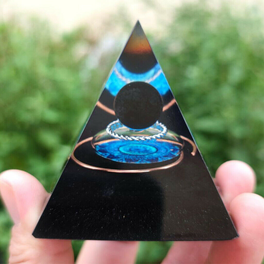 Natural Handmade Obsidian Pyramid Crystal Office Furnishing Article Ornament
