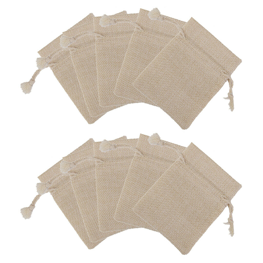 80 Pieces Linen Hessian Drawstring Sacks Pouch Gift Bag Rustic Wedding Favor