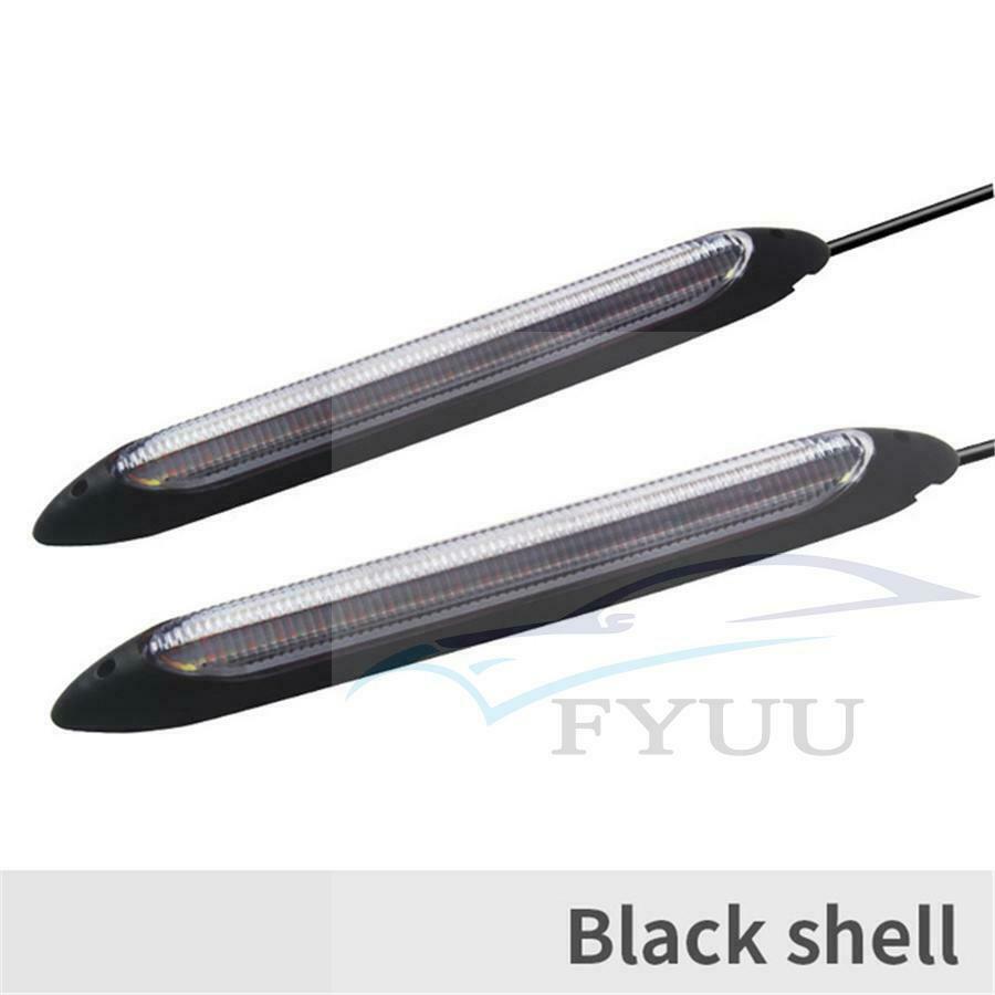 2pc 15.5cm Car DRL LED Daytime Running Lights 12V White Amber Switch Turn Signal