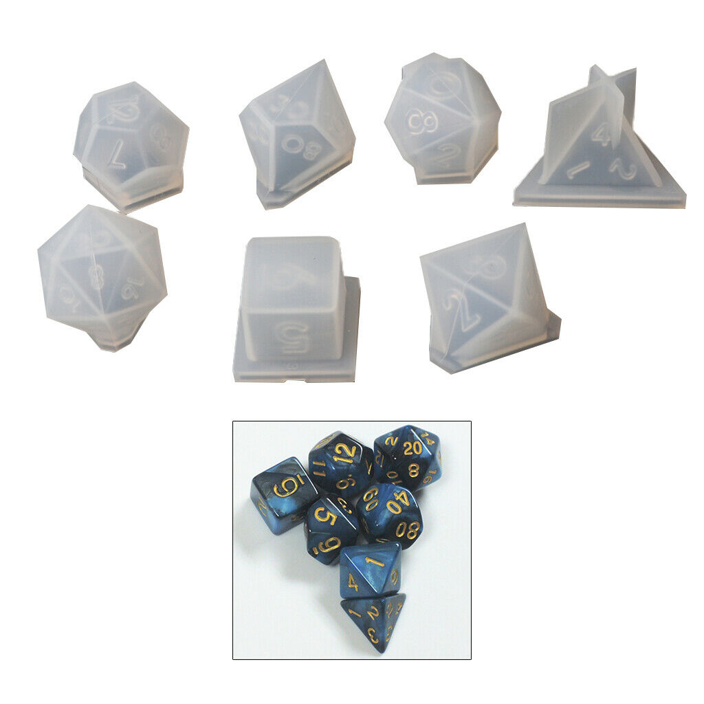7 Shapes Dice Fillet Square Triangle Dice Mold Dice Digital Game Silicone Mould