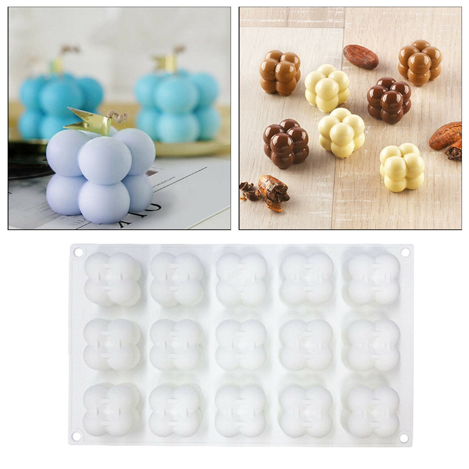 Silicone Cube Candle Mold Mini Bubble Cube Ball for Chocolate Soy Soap