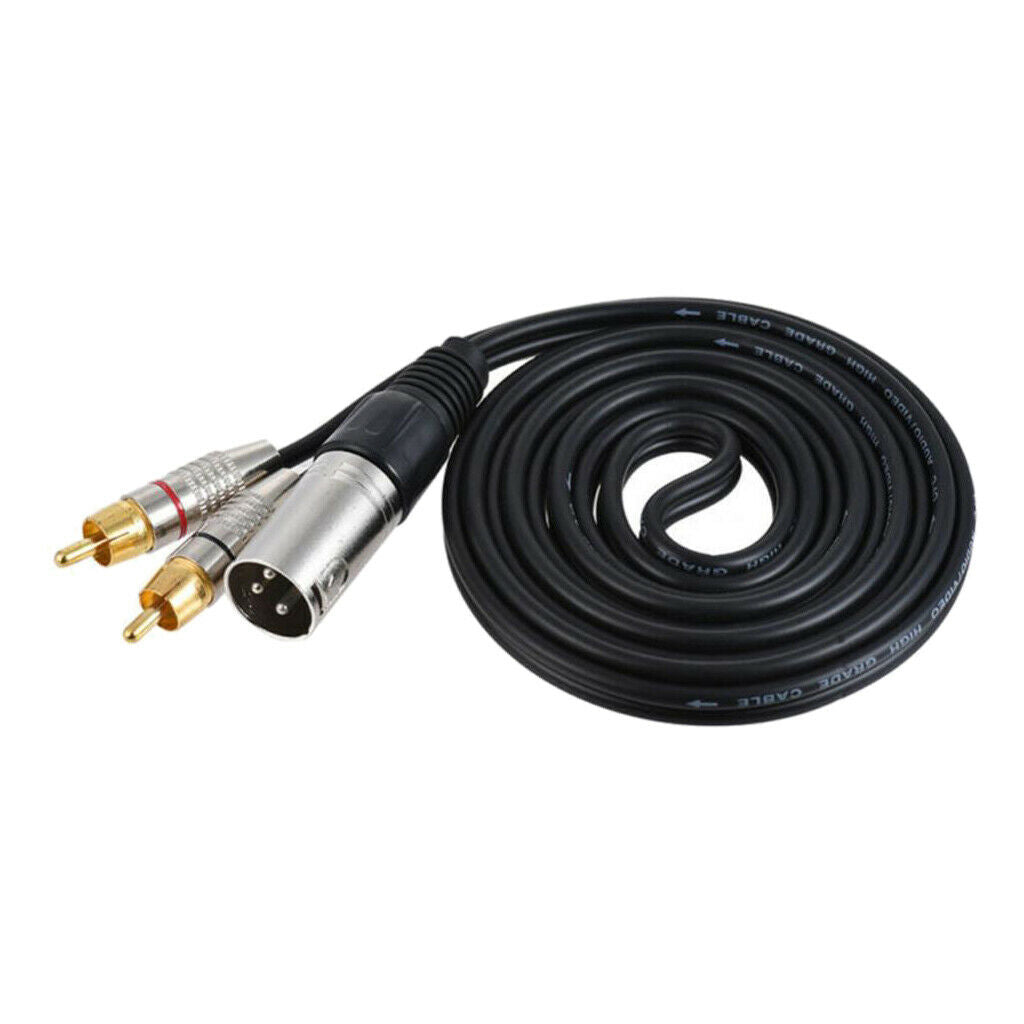 Pair Dual RCA Male to XLR 3-Pin Male Speaker Cable Splitter Adapter Cord
