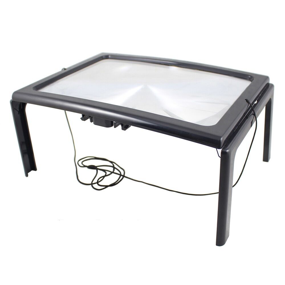 Magnifier 3X LED Lighted Table Magnifying Glass Lamp A4 Reading Aid Loupe