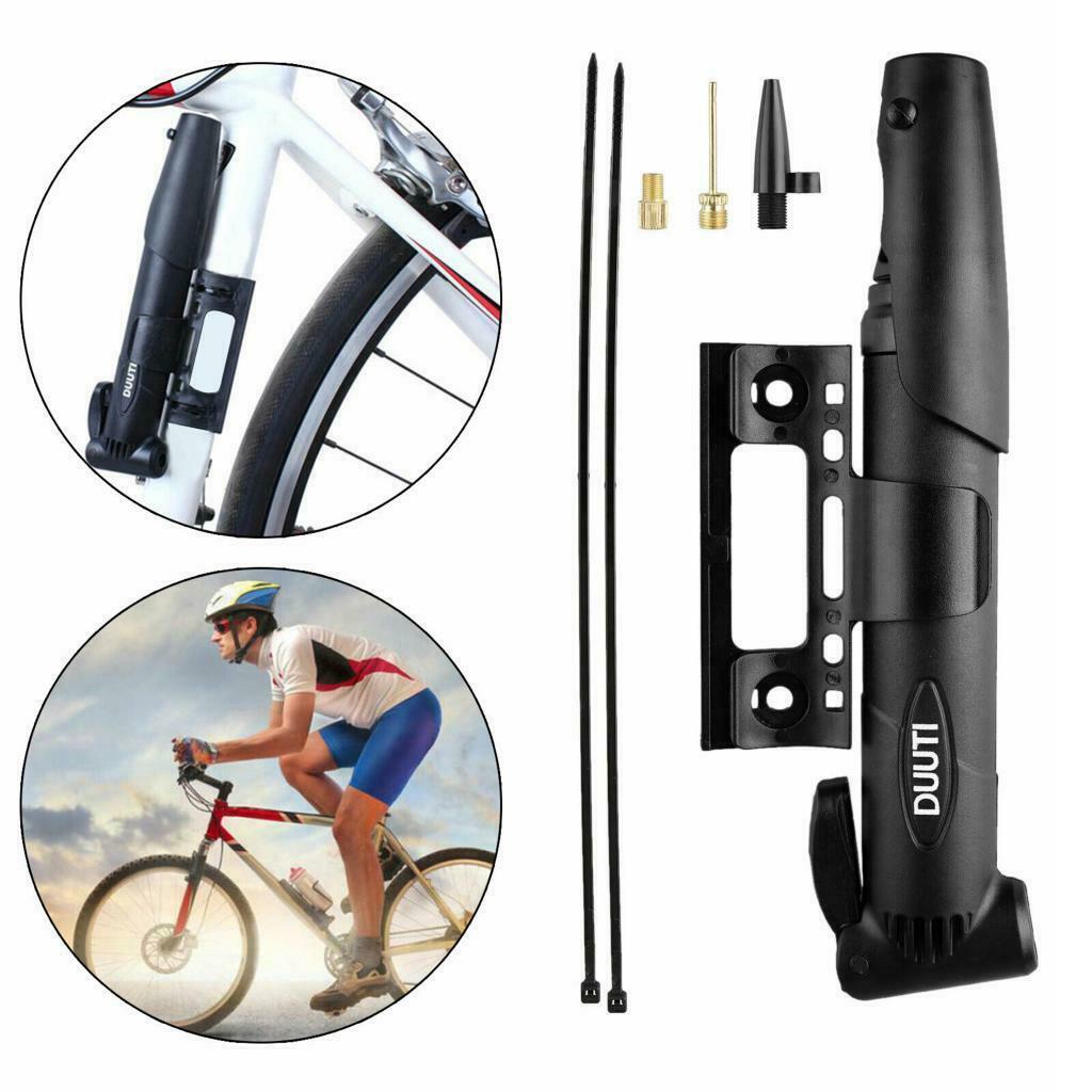 Mini Bike Pump with Valve, Converter and Bike Brackets, Bicycle Tyre Pump Hand