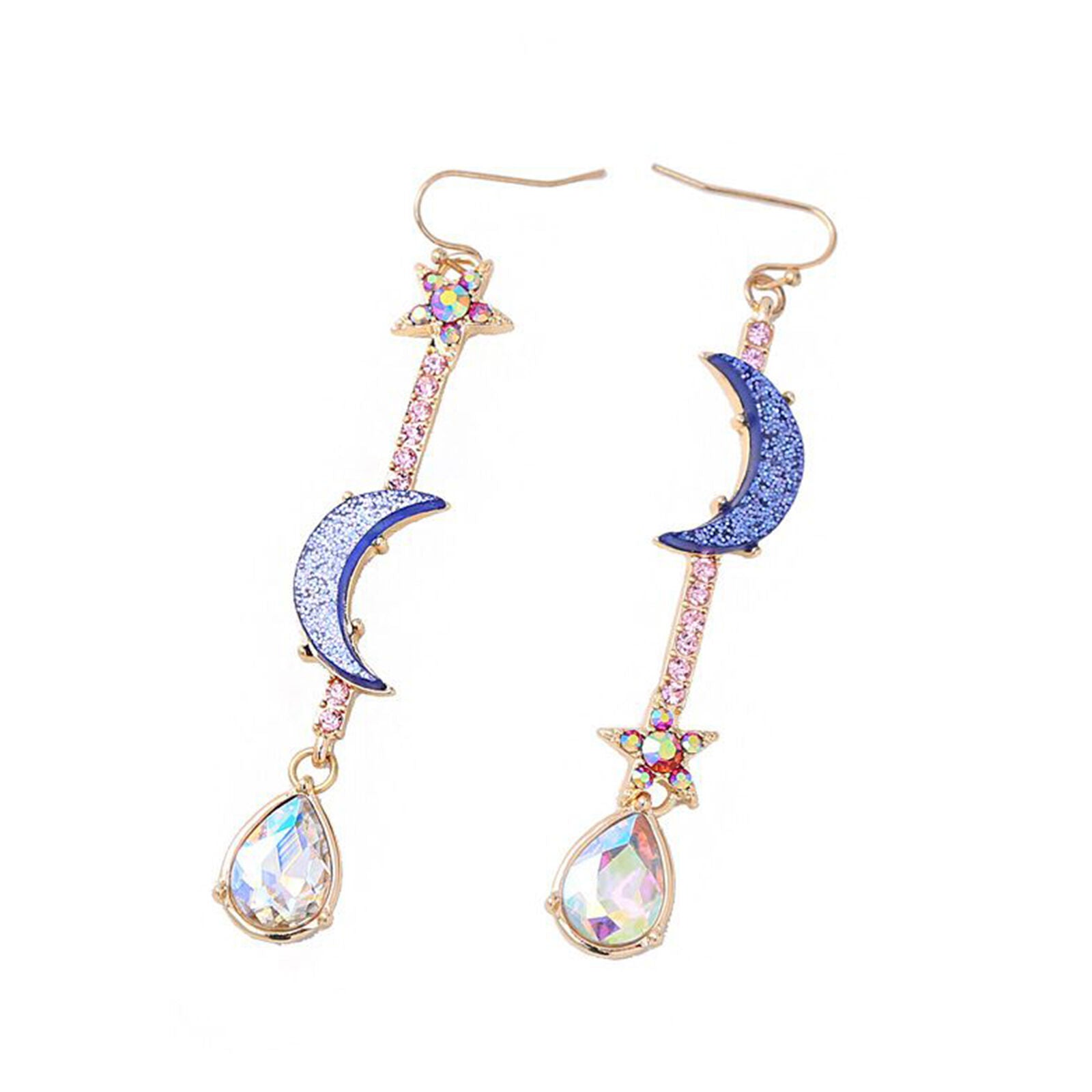 Beautiful Fashion Jewelry Blue moon&star earrings Woman jewels