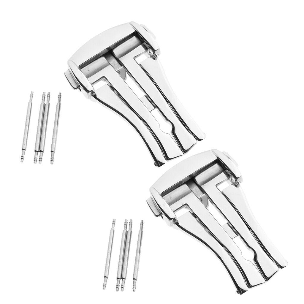 Stainless Steel Push Fold Deployment Clasp Watch Band Strap Buckle 16mm 20mm