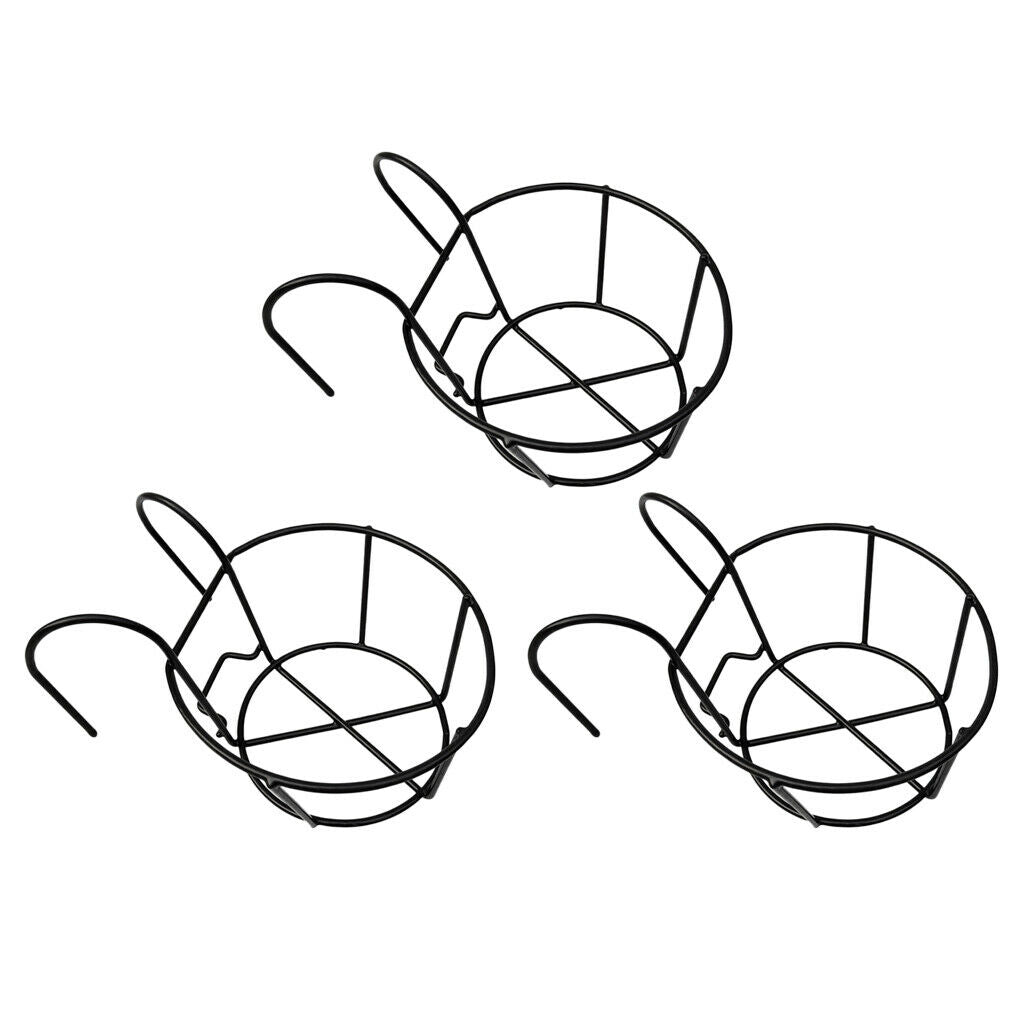 3x Metal Hanging Basket Balcony Flower Pot Holder Railing for Patio Porch