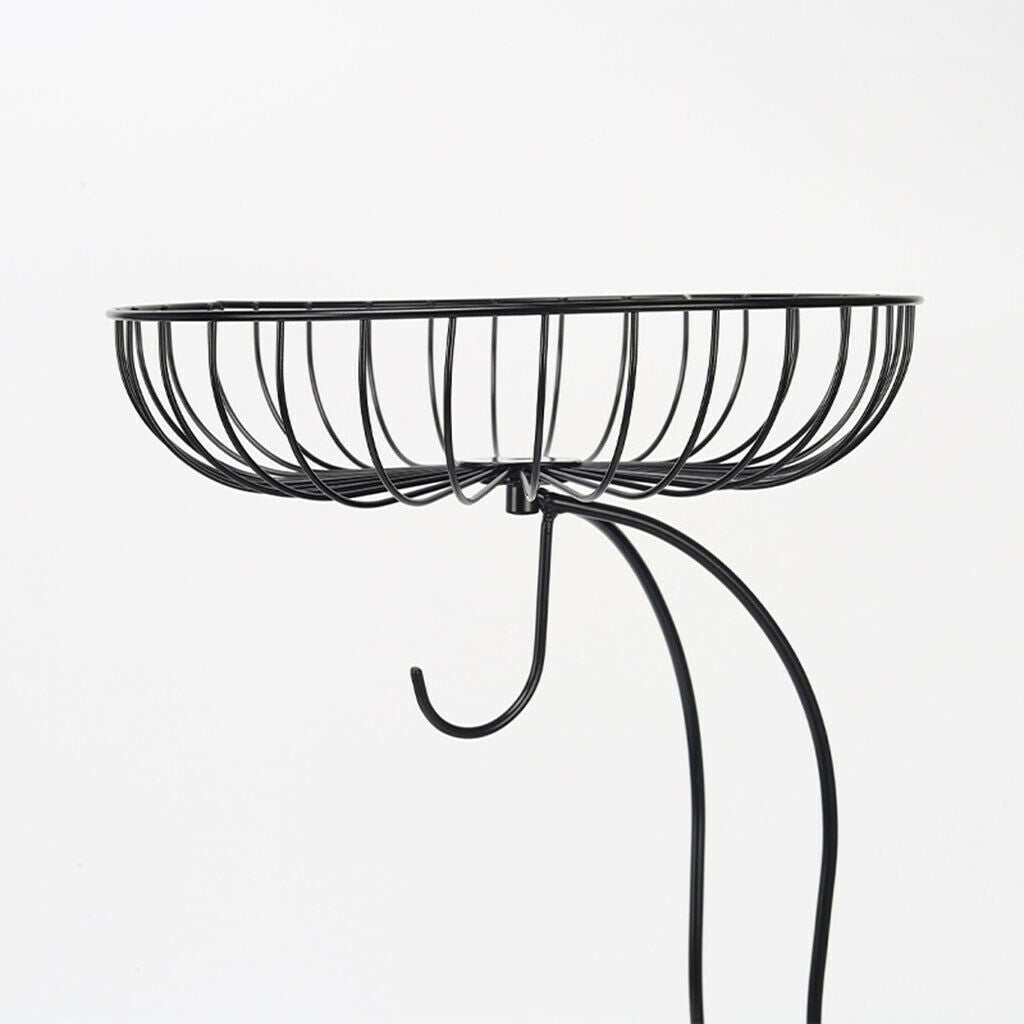 Iron Art Round 2-Tier Fruit Basket Holder Bowl Countertop Storage Rack Black