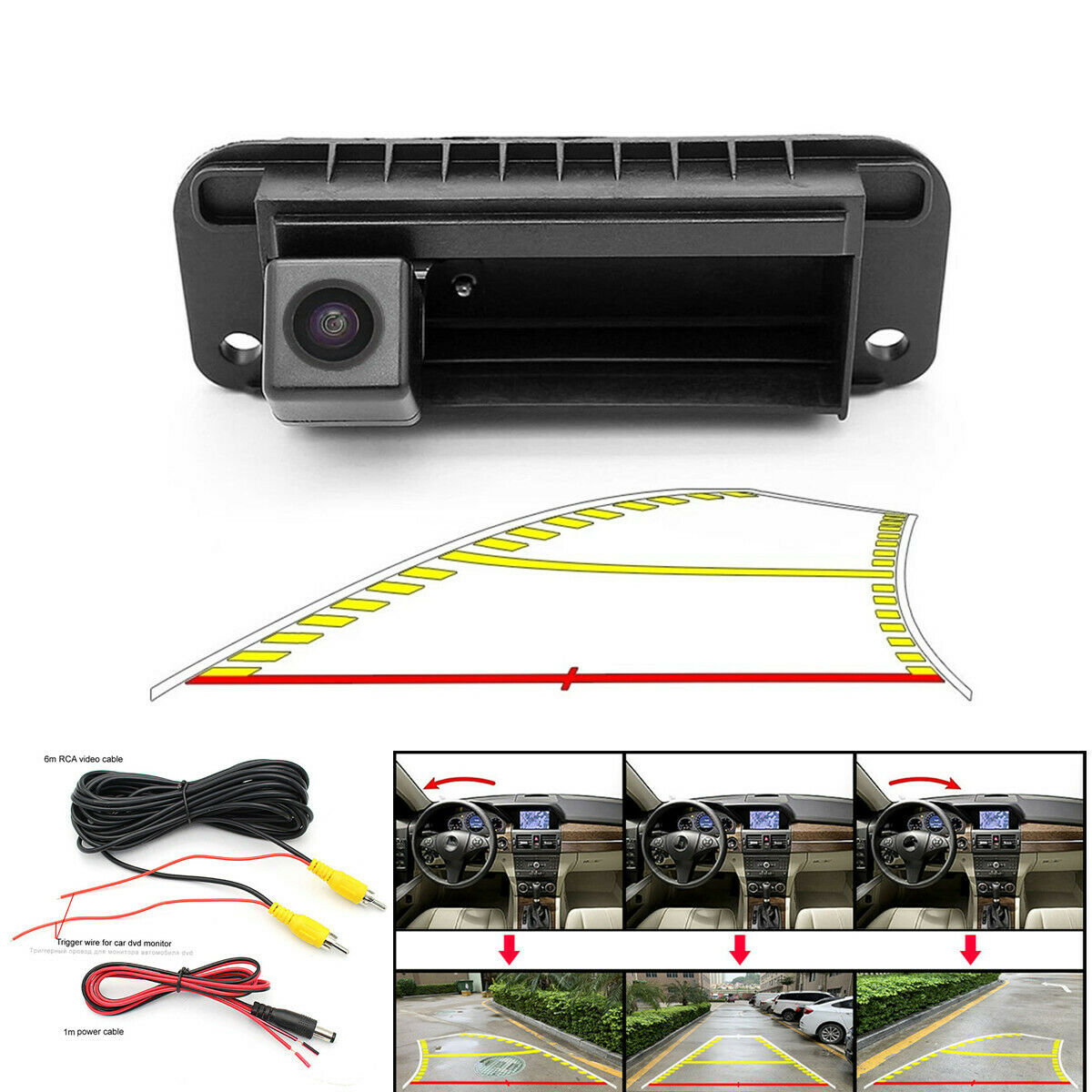 Dynamic Trajectory Rear View Parking Camera For Mercedes Benz C W204 C180 C200