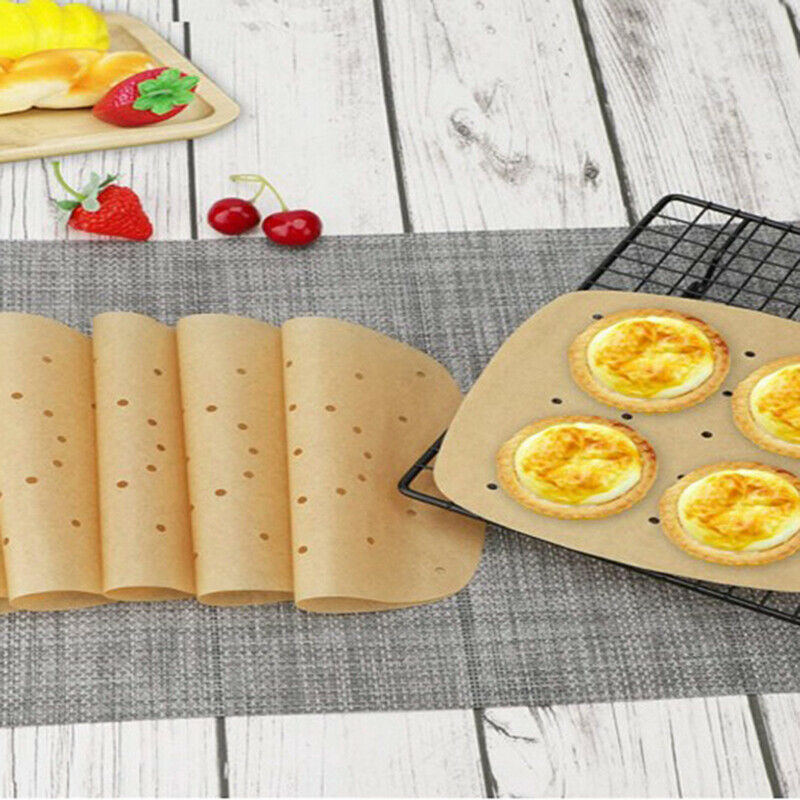 100pc Air Fryer Liners Bamboo Steamer Liners Premium Perforated Non-stick PapeWF