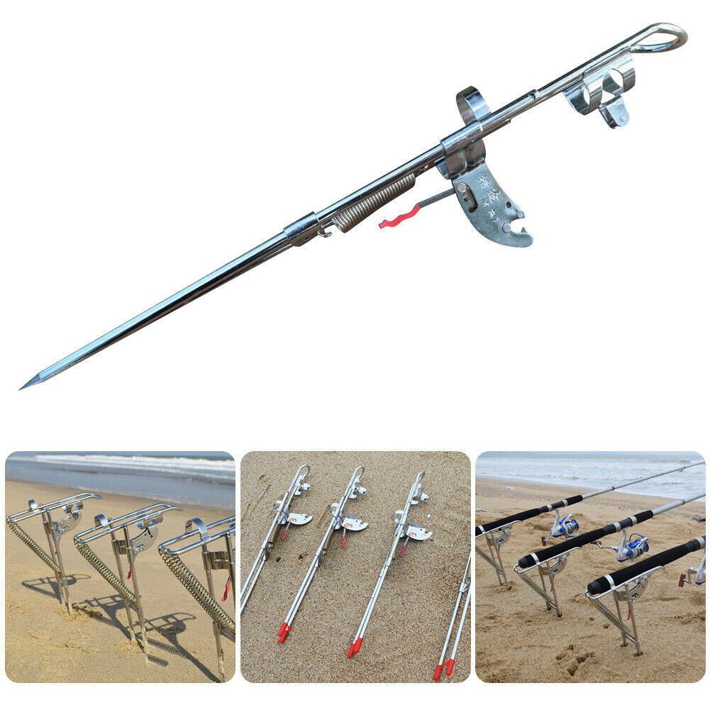 Automatic Fishing Rod Holder Spring Support Sea Pole Ground Insert Bracket @