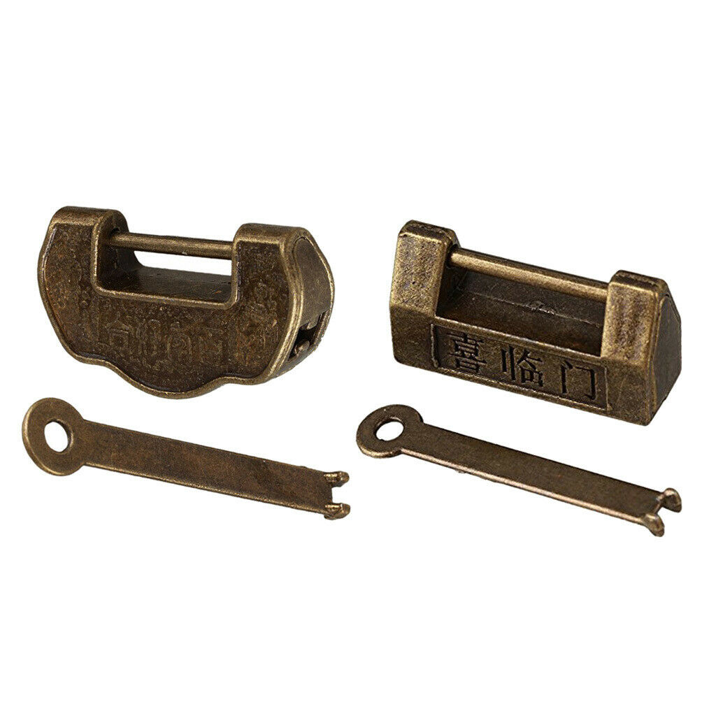 2Pcs Metal Zinc Alloy Padlock for Furniture Luggage Suitcase Cabinet Bronze