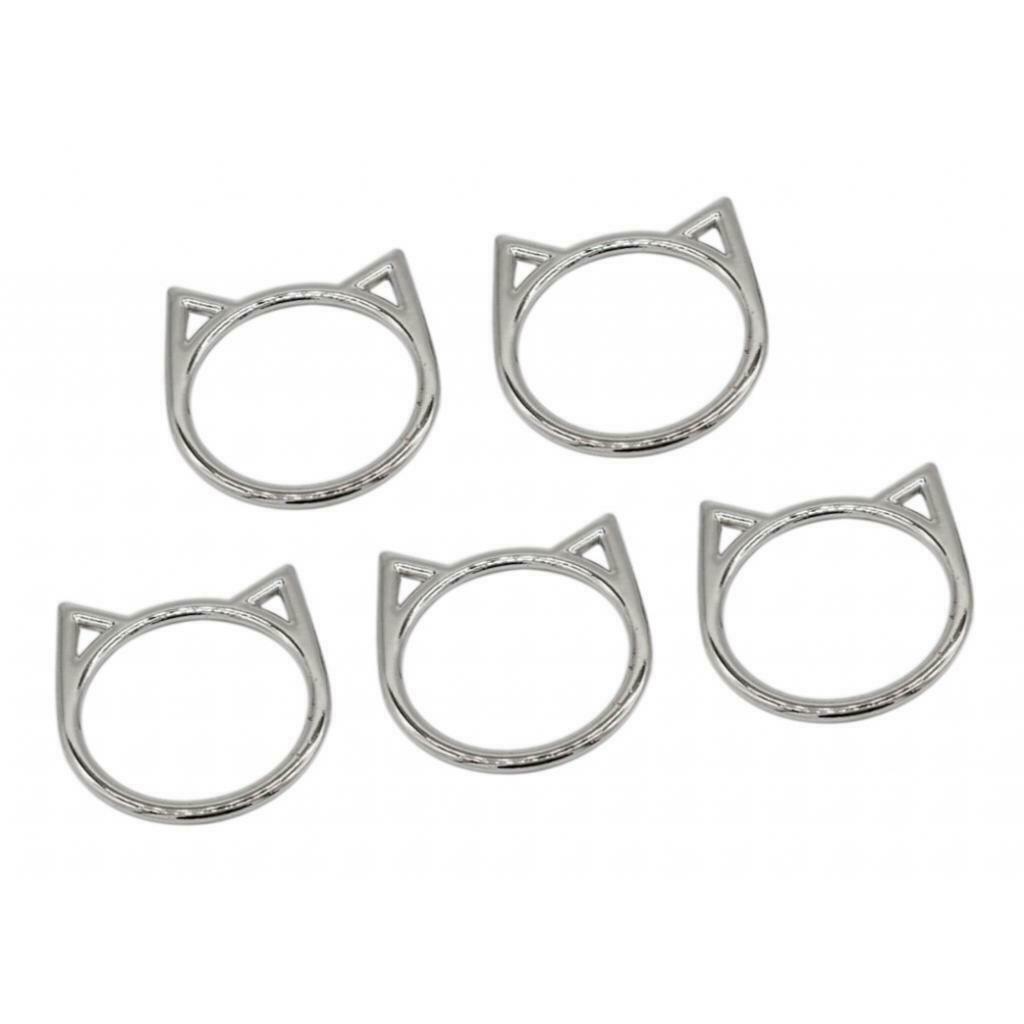 5 Packs Fashion Sliver Cat Rings DIY Choker Leather Necklace Leg Rings Makings