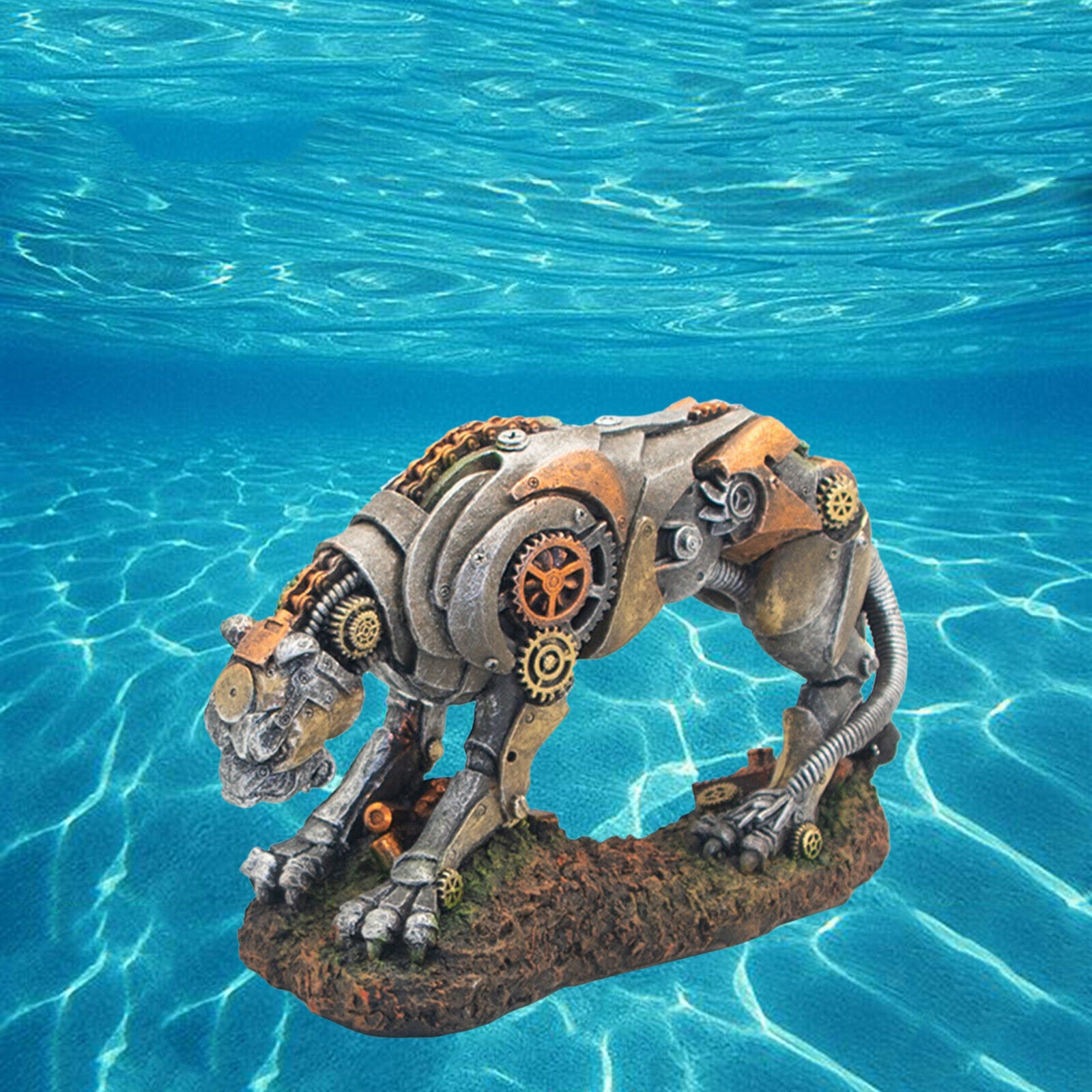 Creative Aquarium Ornament Gear Leopard Fish Tank Fishbowl Barrel Waterscape