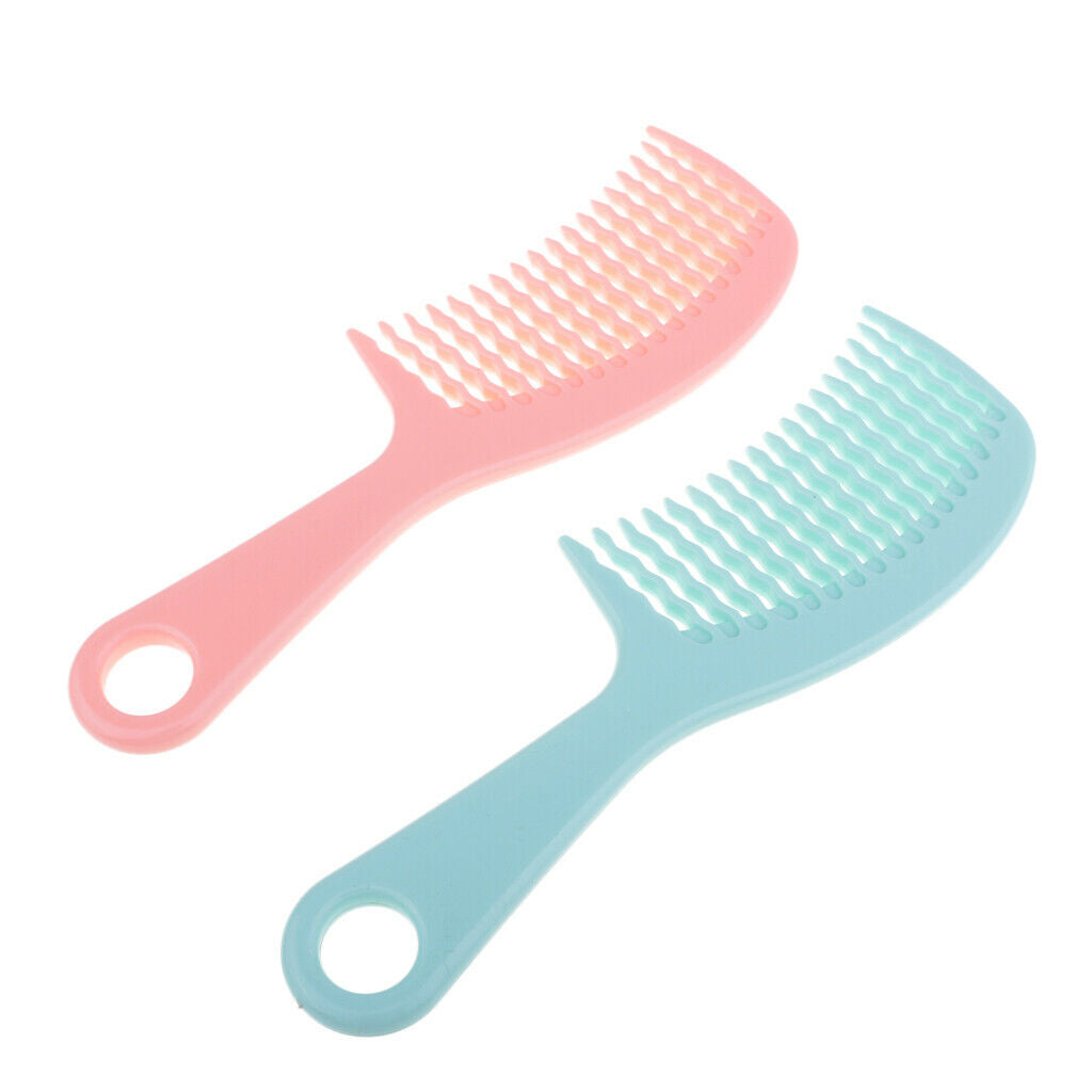 2x Pro Hair Brush Detangling Hairdressing Curved&Wavy Wide Teeth Salon Combs